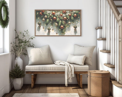 Christmas Garland And Baubles Frame TV Art