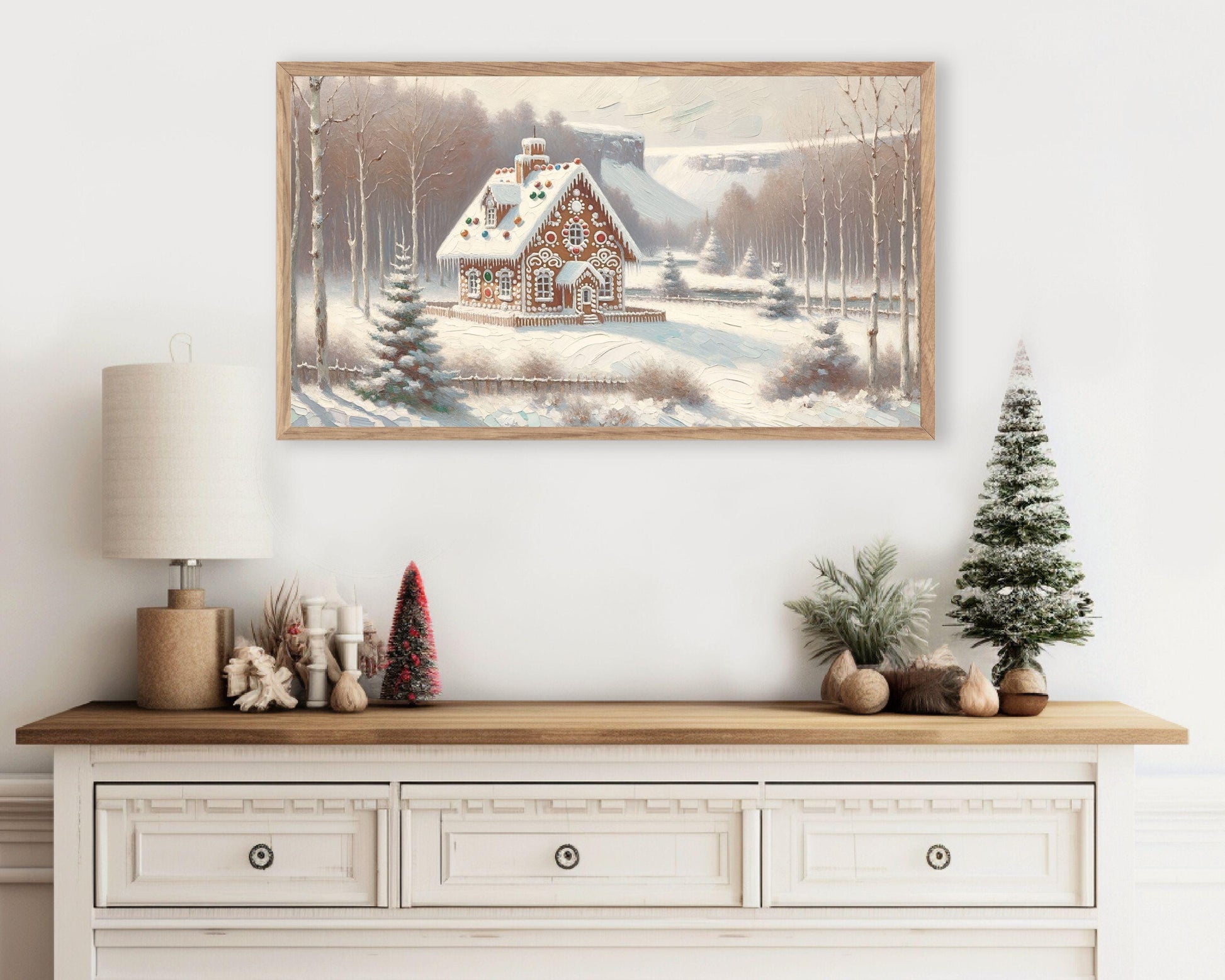Gingerbread House In Snow Frame TV Art