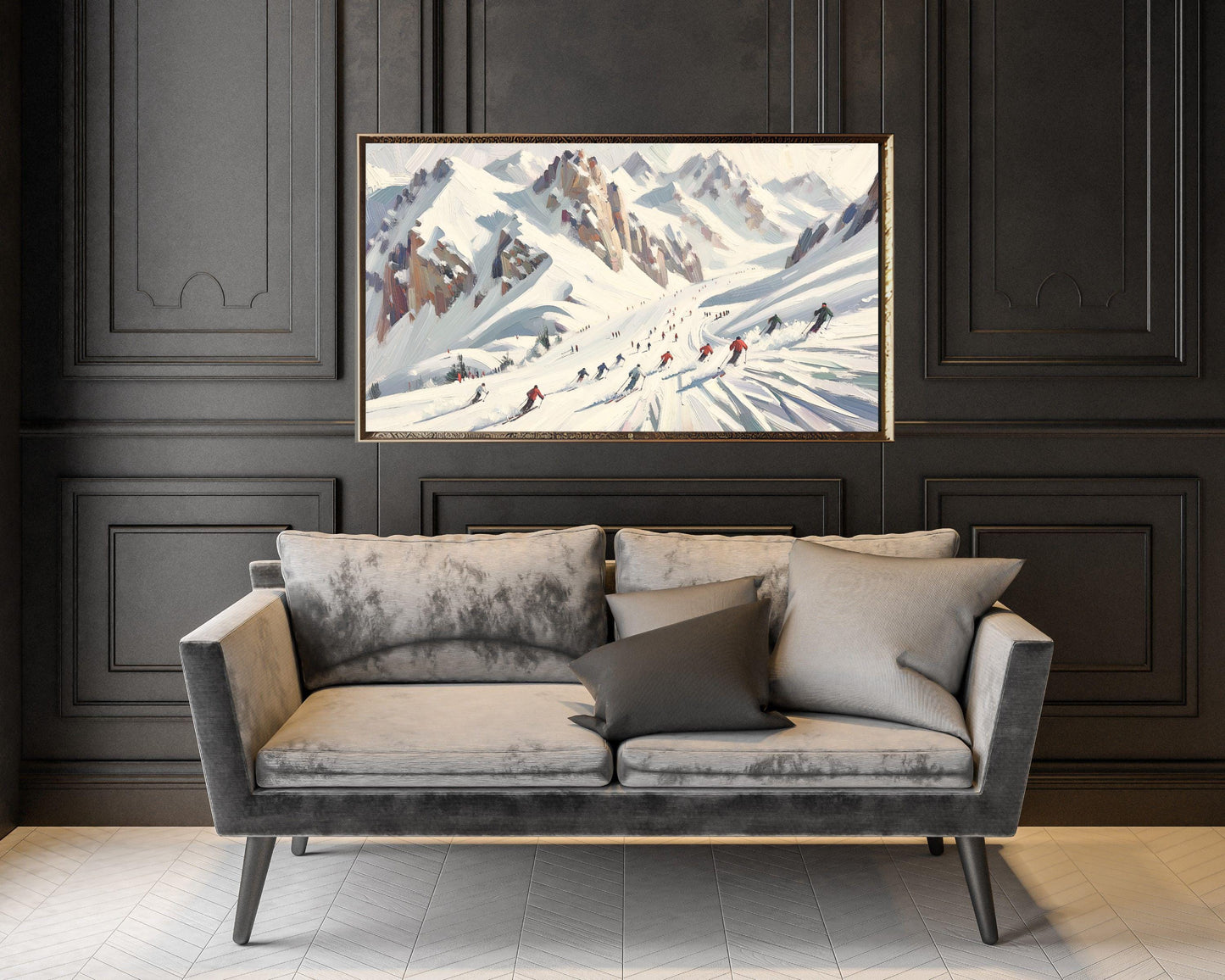 Ski Holiday In Snow Frame TV Art