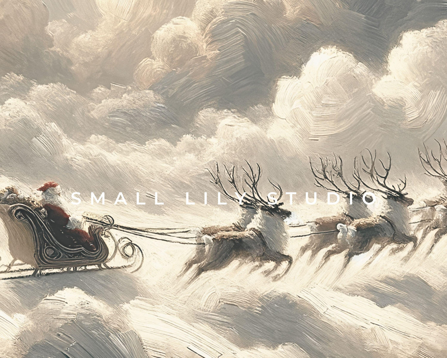 Flying Santa Sleigh And Reindeer Frame TV Art