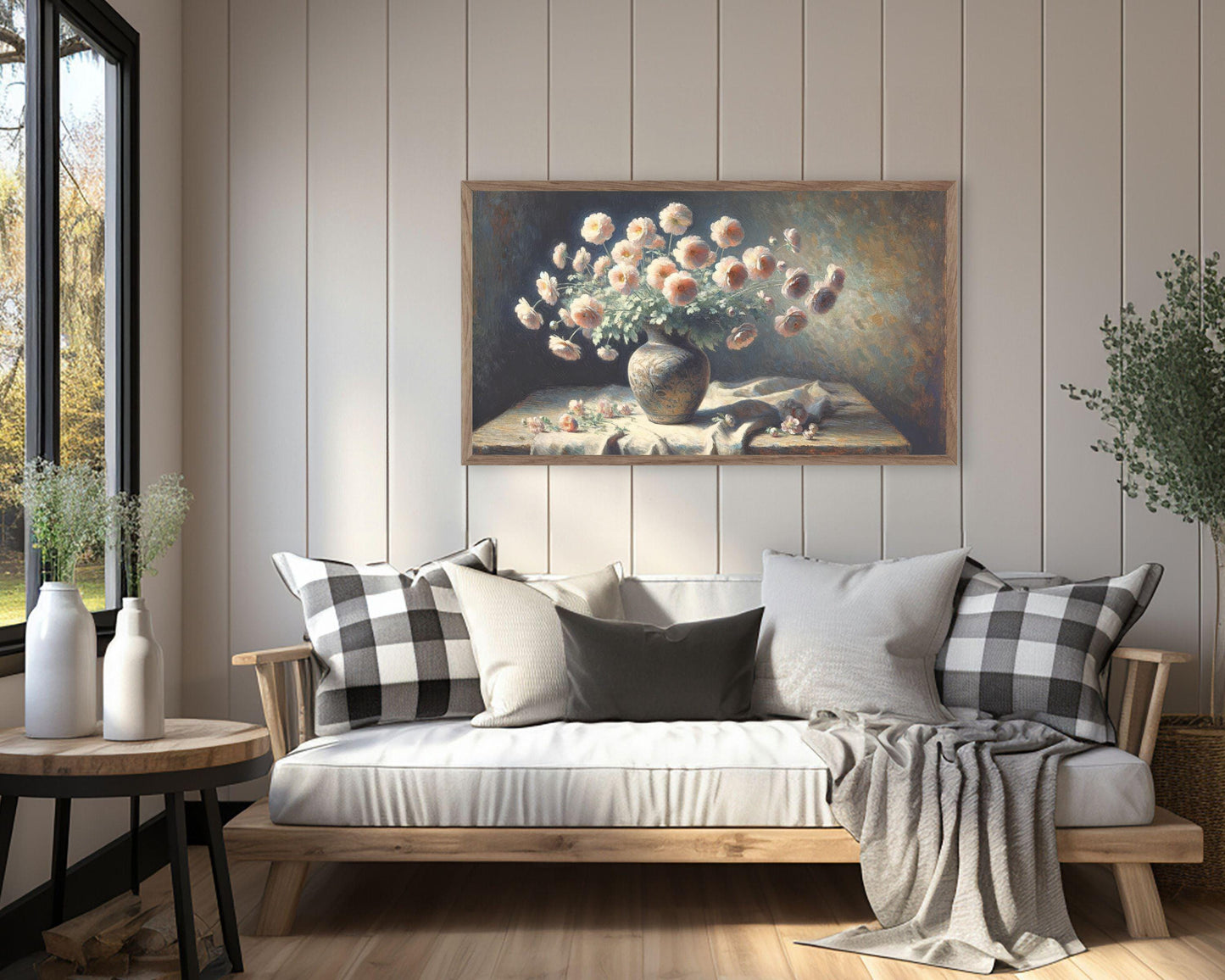 Pink Flowers Still Life Frame TV Art