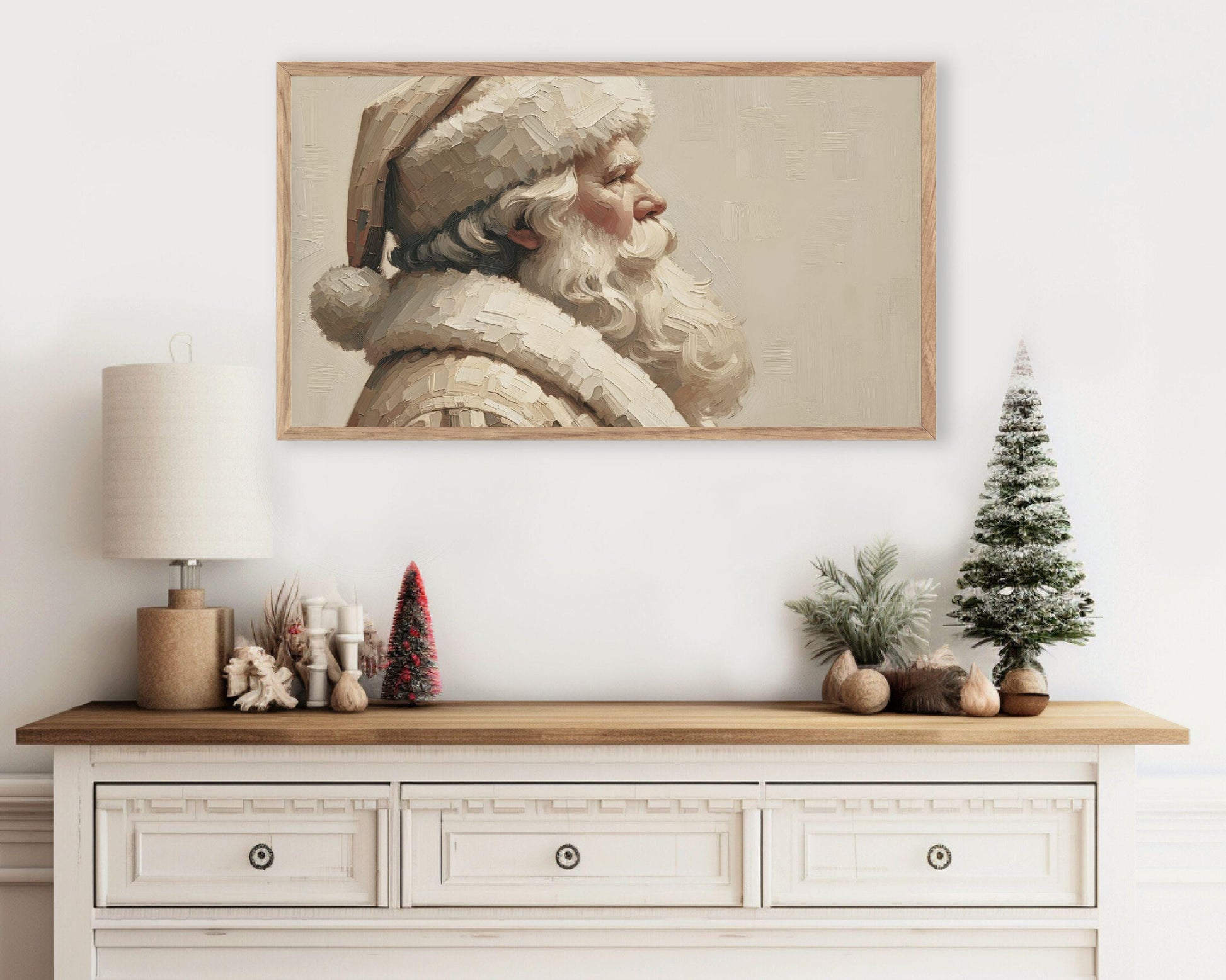 Neutral Santa Portrait Frame TV Art