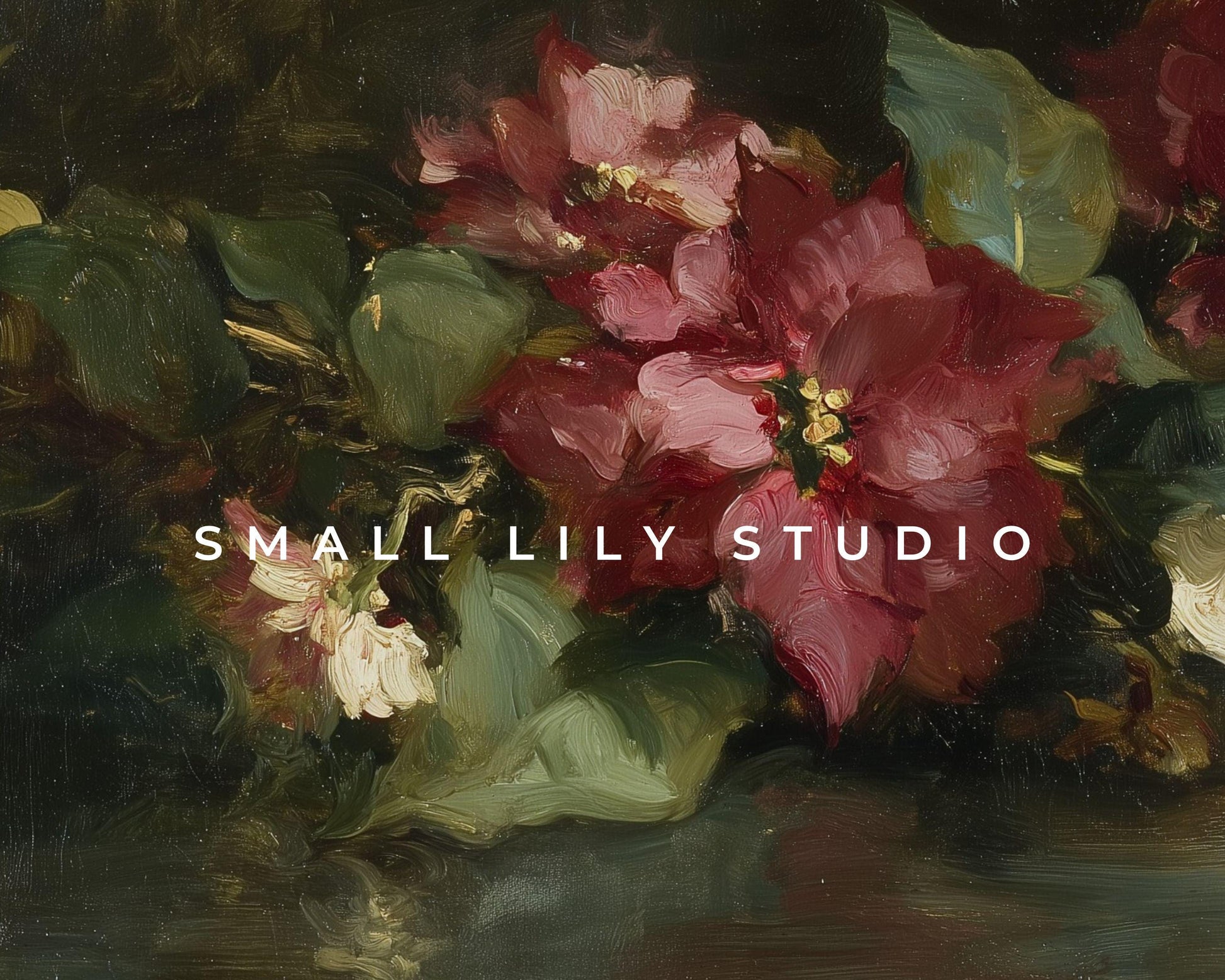 FRAME TV art Moody Christmas Flowers, Samsung Frame TV art Burgundy Poinsettias, Vintage Style Floral tv screensaver | TV1062