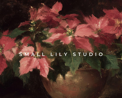 FRAME TV art Moody Christmas Flowers, Samsung Frame TV art Poinsettias, Vintage Style Floral tv screensaver | TV1064