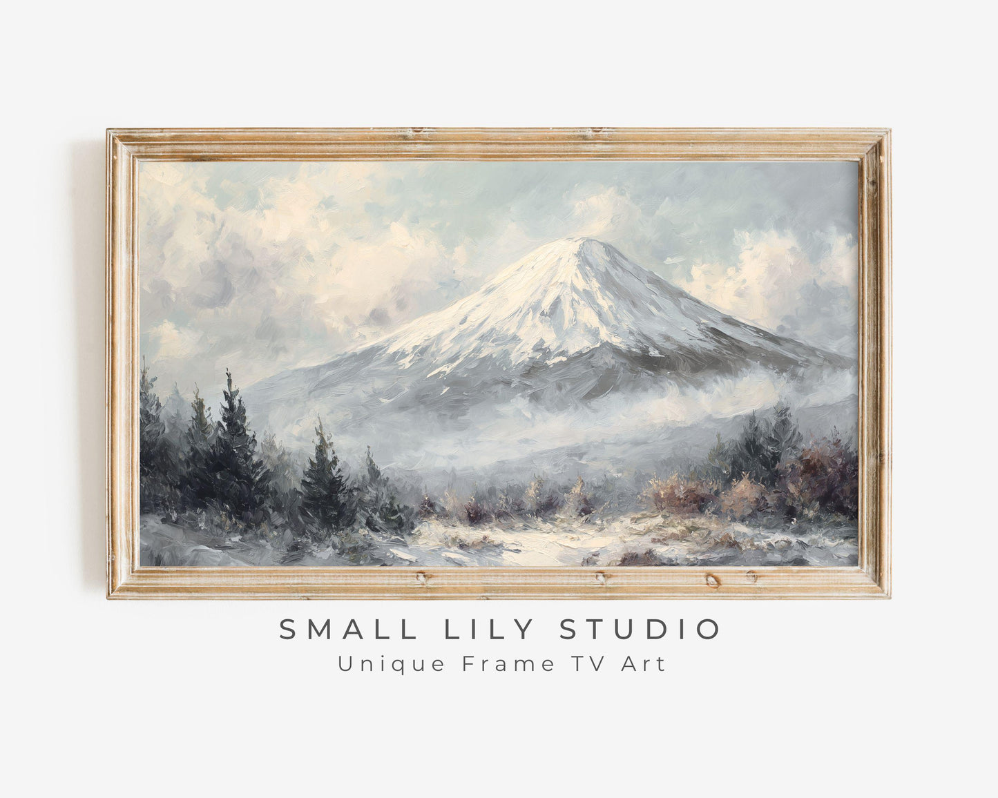 FRAME TV art Mt Fuji in Winter, Samsung Frame TV art Japanese Landscape, Japan Vintage Style Painting | TV1090
