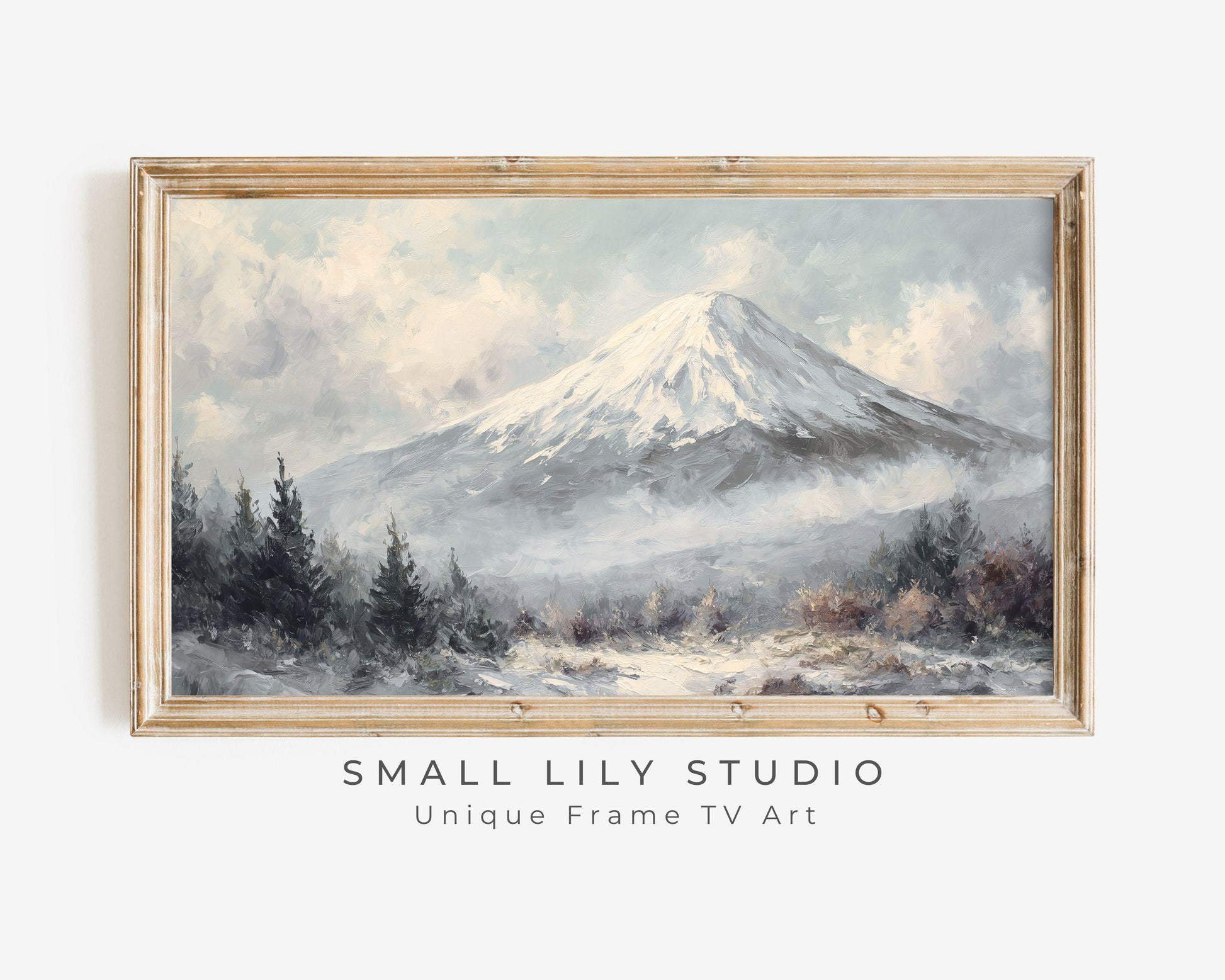 FRAME TV art Mt Fuji in Winter, Samsung Frame TV art Japanese Landscape, Japan Vintage Style Painting | TV1090