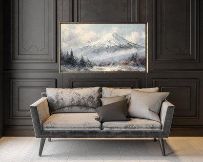 FRAME TV art Mt Fuji in Winter, Samsung Frame TV art Japanese Landscape, Japan Vintage Style Painting | TV1090