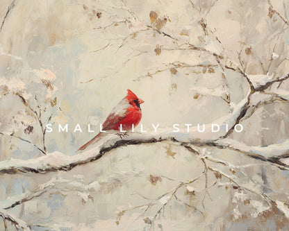 Red Cardinal Desktop Wallpaper Set, Christmas Phone Wallpaper, Winter iPhone Wallpaper, Aesthetic iPad Background Vintage Style | WS156