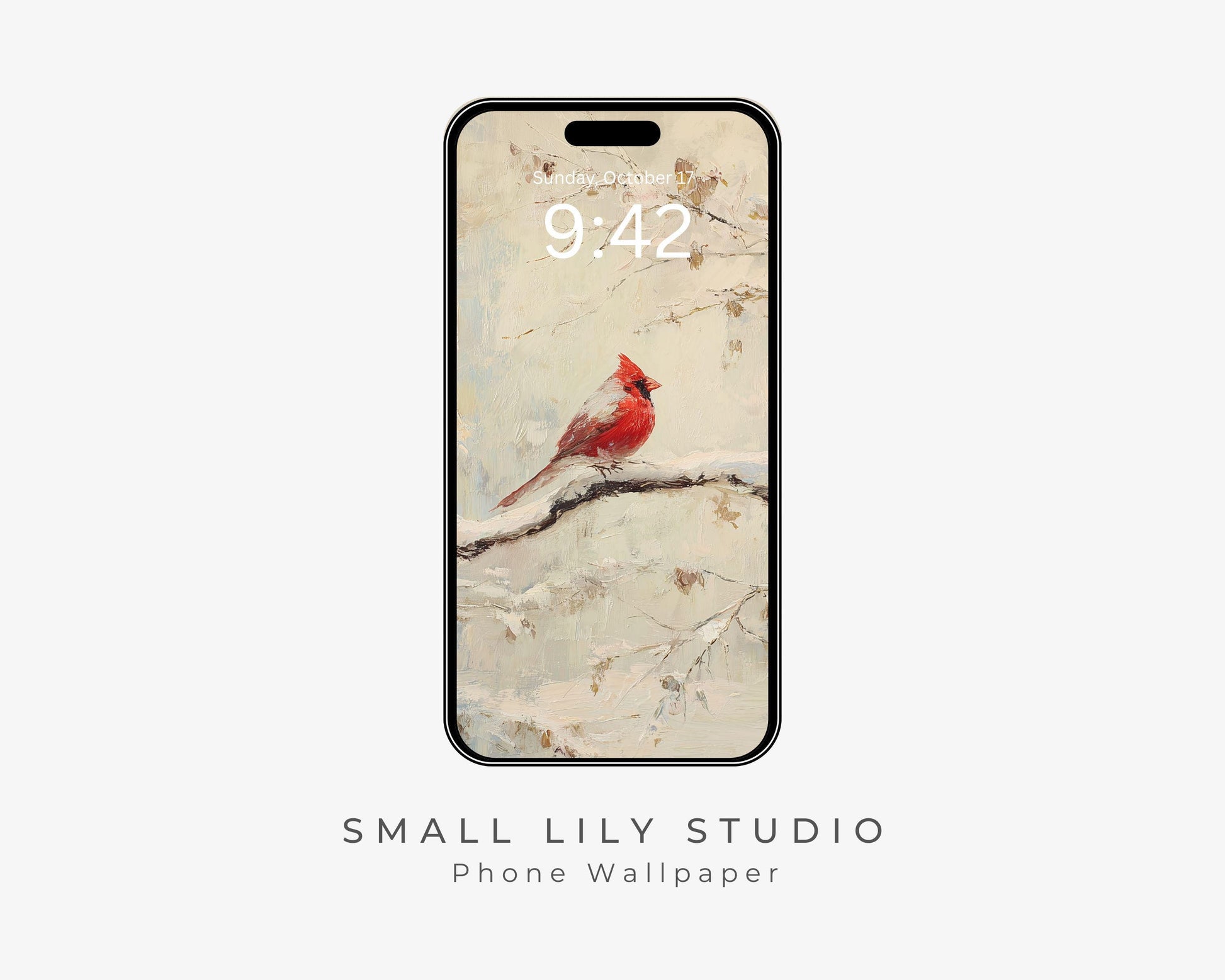 Red Cardinal Phone Wallpaper, Christmas iPhone Wallpaper, Winter Samsung Galaxy Phone Background, Vintage Style Art | WP156
