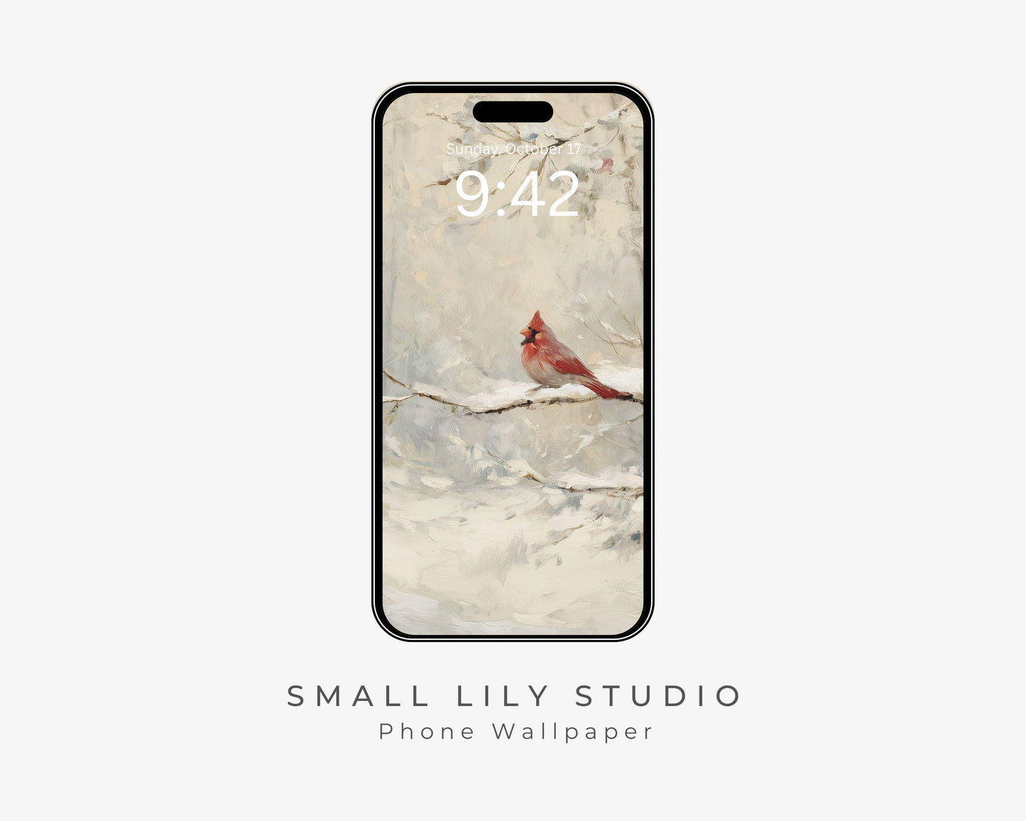 Red Cardinal Phone Wallpaper, Christmas iPhone Wallpaper, Winter Samsung Galaxy Phone Background, Vintage Style Art | WP157