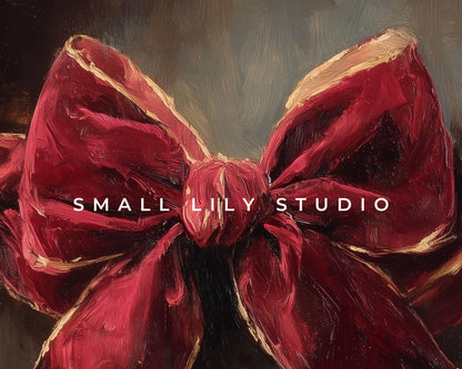 Christmas Phone Wallpaper Set of 2, Red Velvet Bow iPhone Wallpaper, Santa Samsung Galaxy Phone Background, Vintage Style Art | WPB006