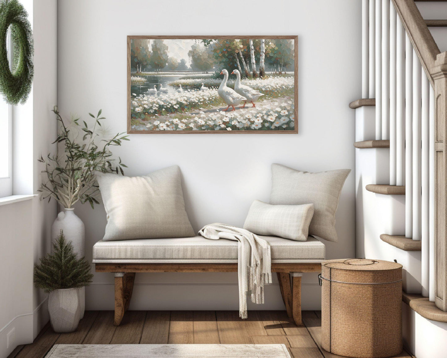 Geese in Daisies Spring Frame TV Art