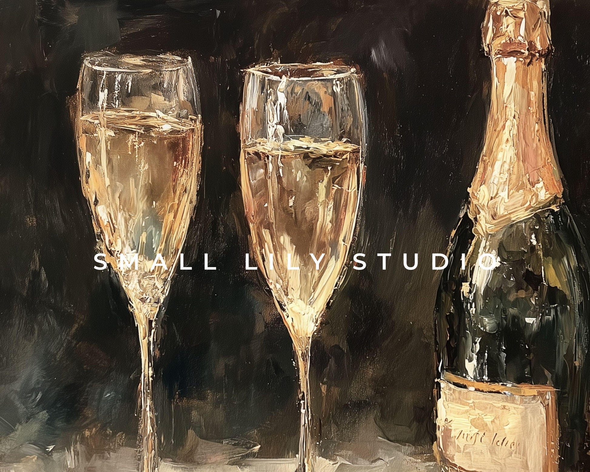 FRAME TV art Champagne and Glasses, Samsung Frame TV art Moody New Years Celebration, Vintage Style Painting for Party| TV1062