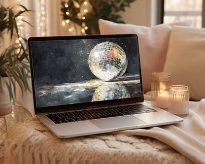 MIrrorball Desktop Wallpaper Set, New Years Phone Wallpaper, Party iPhone Wallpaper, Aesthetic Retro iPad Background | WS152