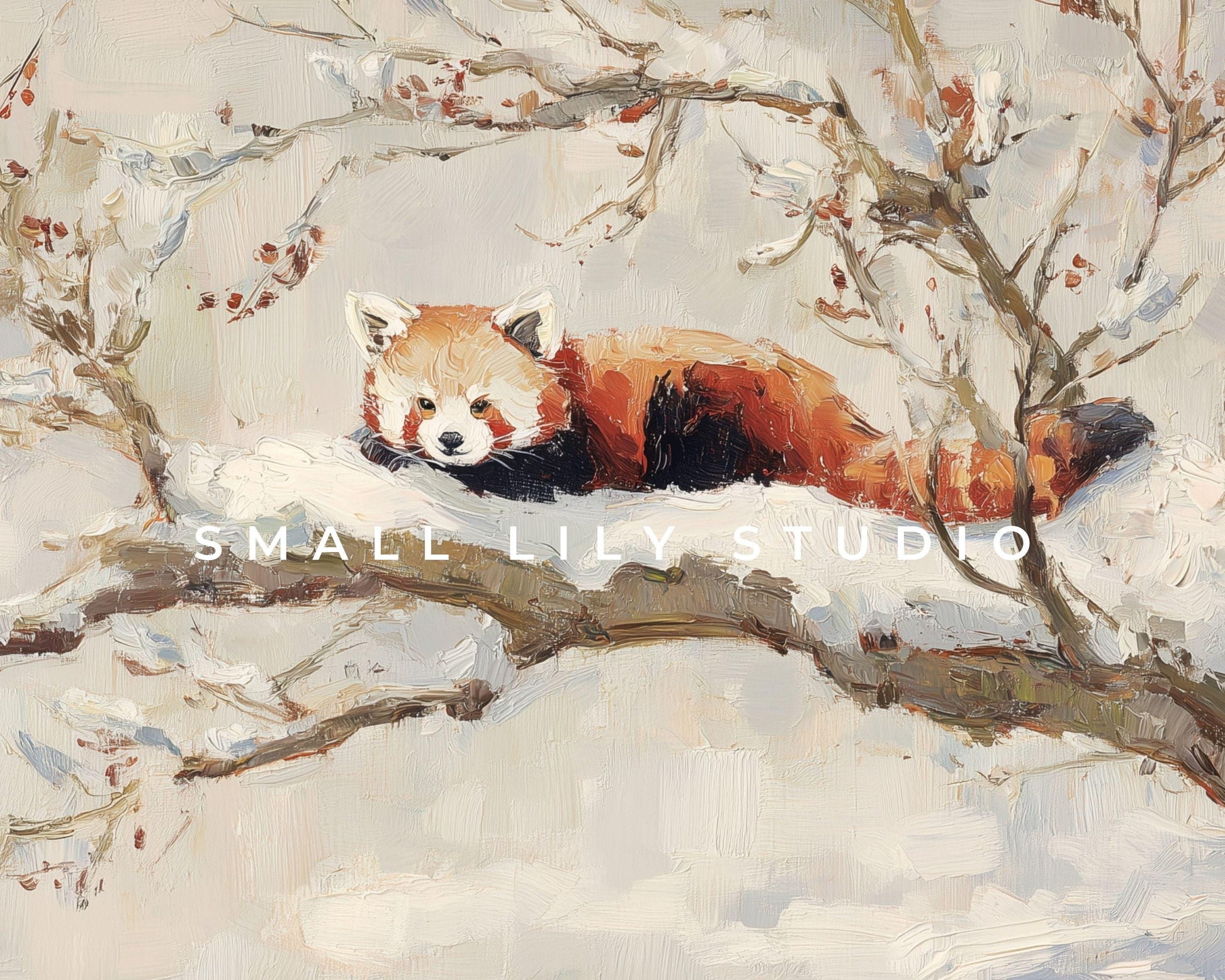 Red Panda Desktop Wallpaper Set, Winter Phone Wallpaper, Cute Animal iPhone Wallpaper, Aesthetic iPad Background Vintage Style | WS168