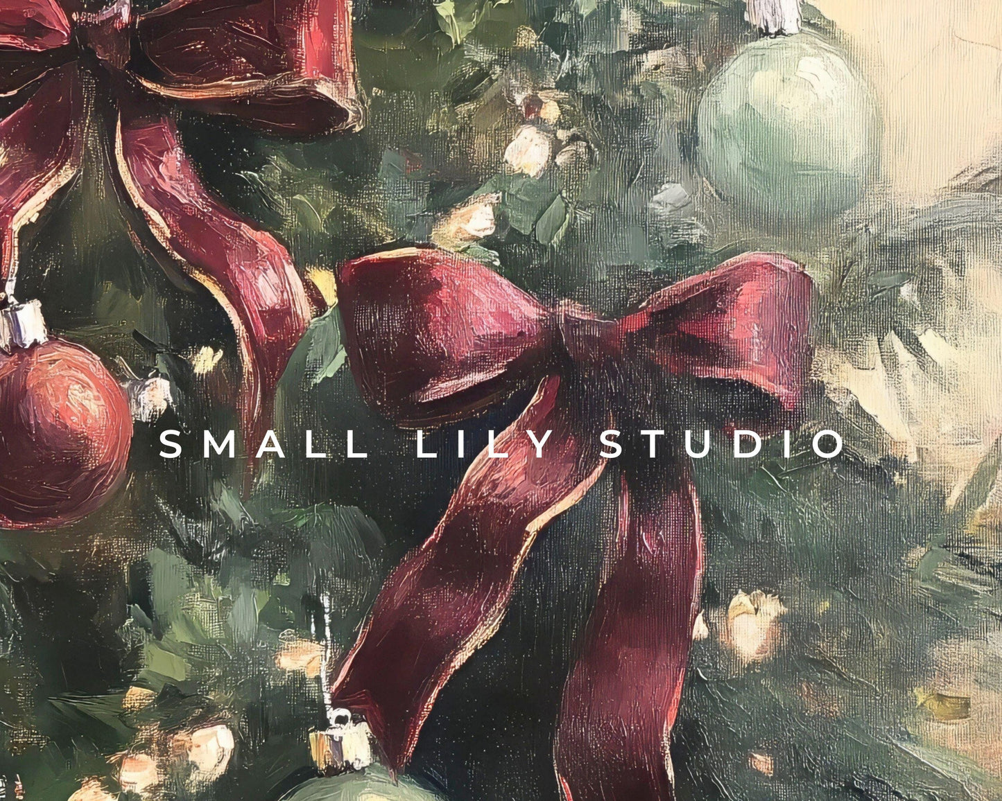 Christmas Tree with Burgundy Bows Frame TV Art