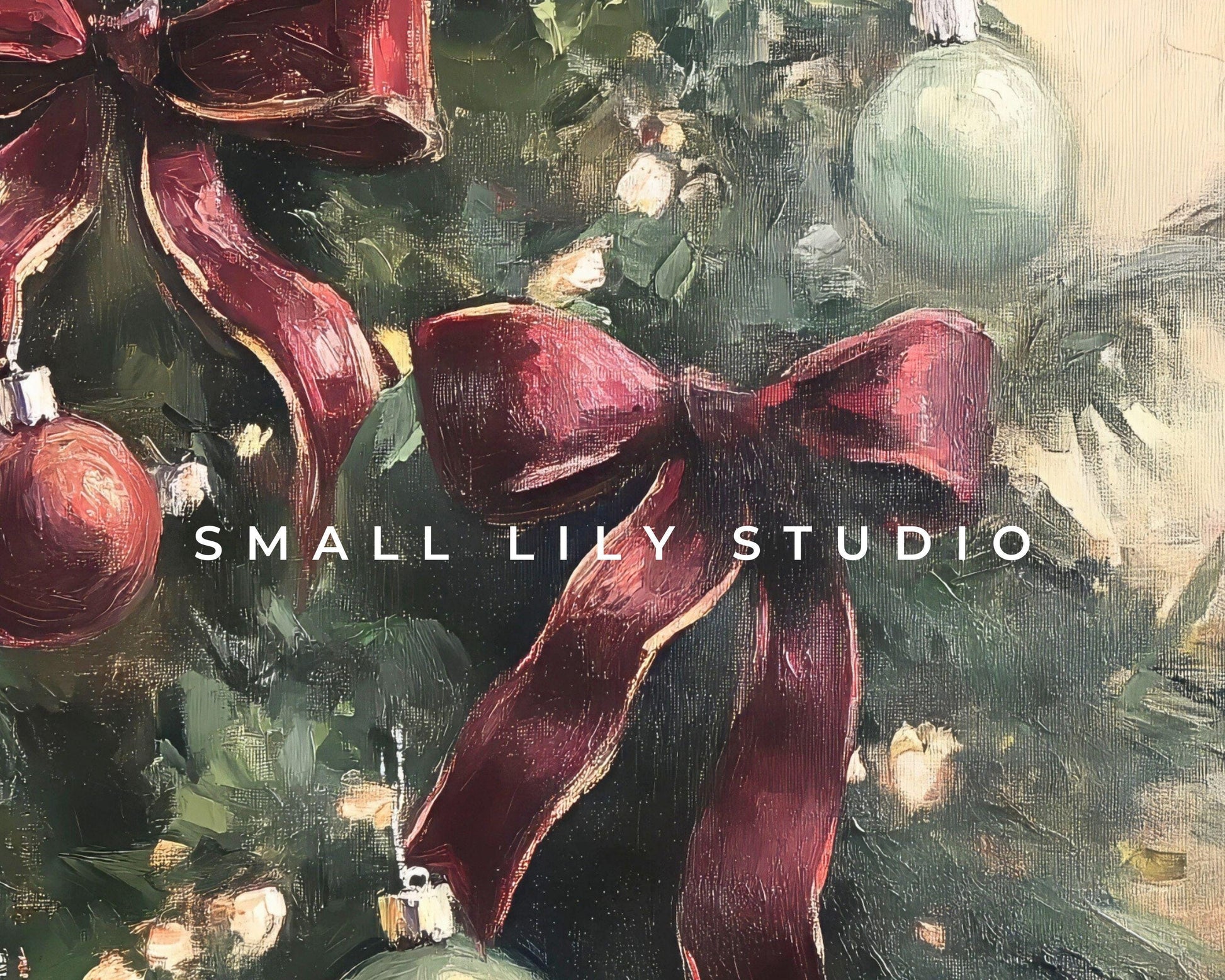 Christmas Tree with Burgundy Bows Frame TV Art