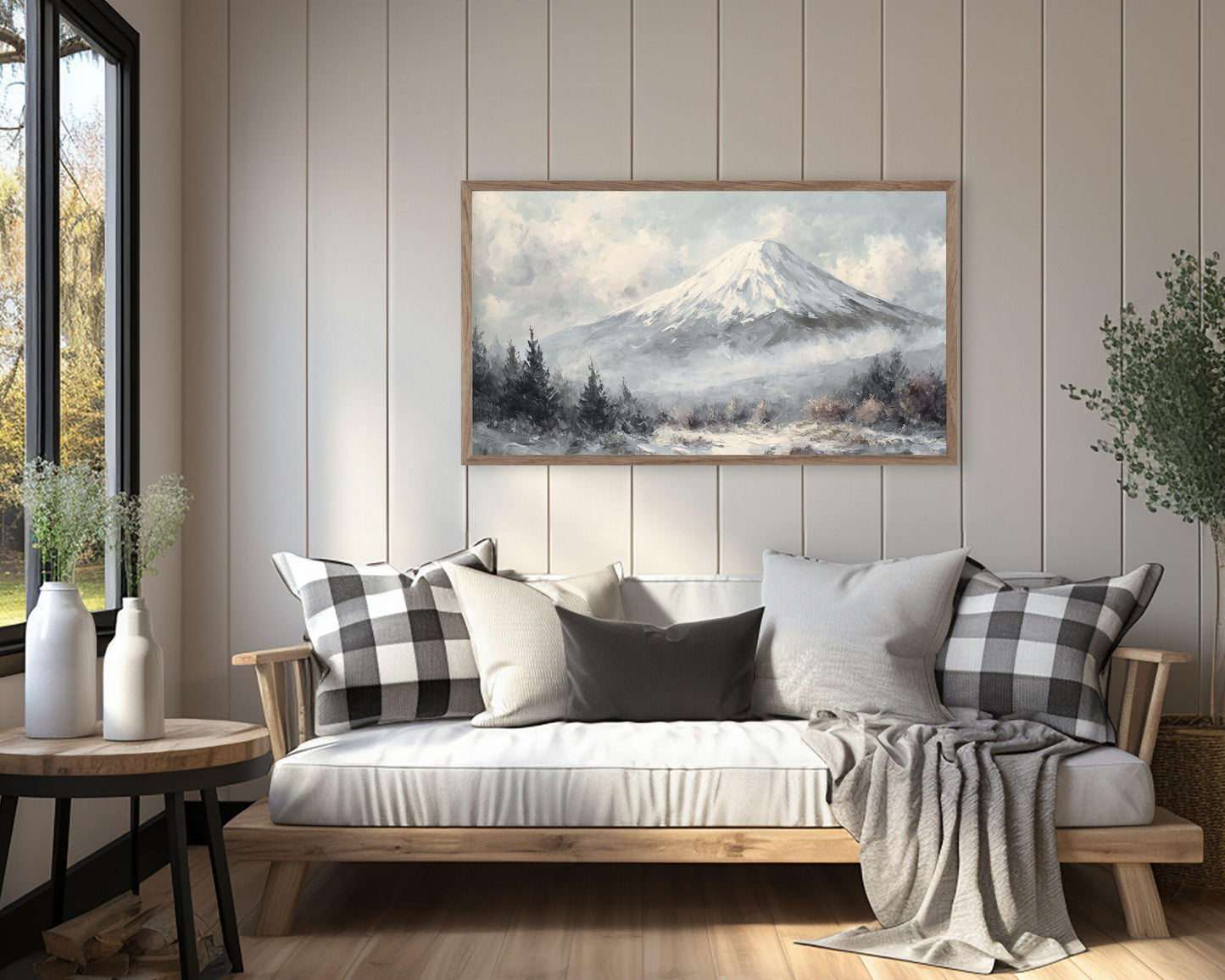 FRAME TV art Mt Fuji in Winter, Samsung Frame TV art Japanese Landscape, Japan Vintage Style Painting | TV1090