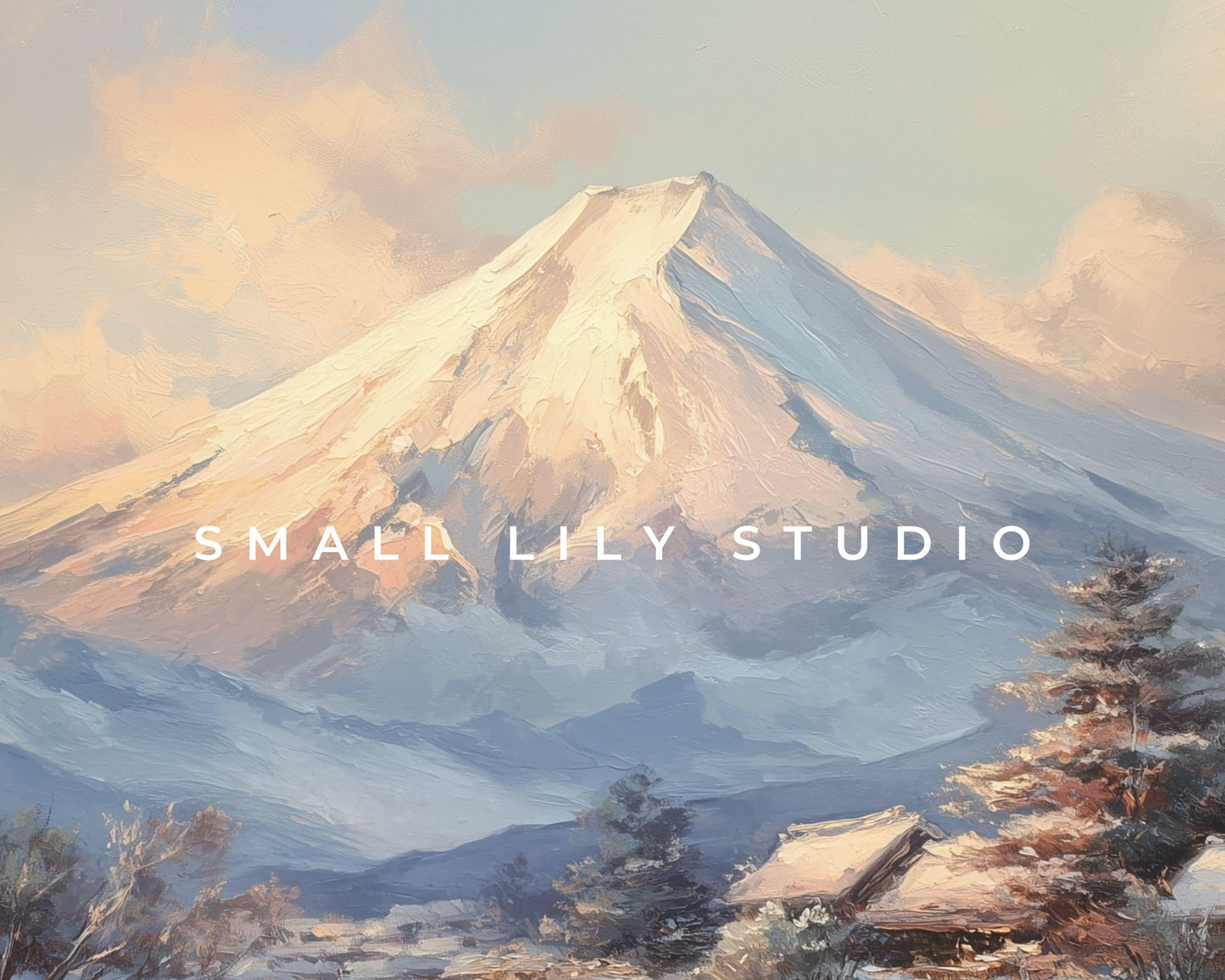 FRAME TV art Mt Fuji in Winter, Samsung Frame TV art Japanese Landscape at Dusk, Japan Vintage Style Painting | TV1091