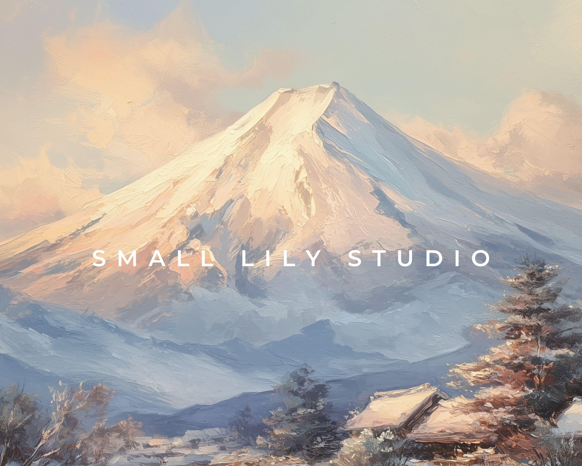 FRAME TV art Mt Fuji in Winter, Samsung Frame TV art Japanese Landscape at Dusk, Japan Vintage Style Painting | TV1091