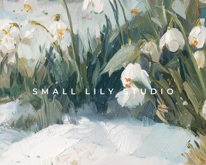 Snow Drops Phone Wallpaper, Winter Garden iPhone Wallpaper, Floral Samsung Galaxy Phone Background, Vintage Style Flowers | WP162