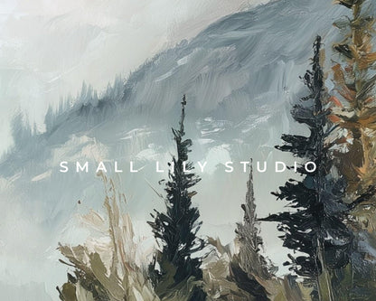 Winter Landscape Phone Wallpaper, Trees and Mountains iPhone Wallpaper, Nature Samsung Galaxy Phone Background, Vintage Style | WP164