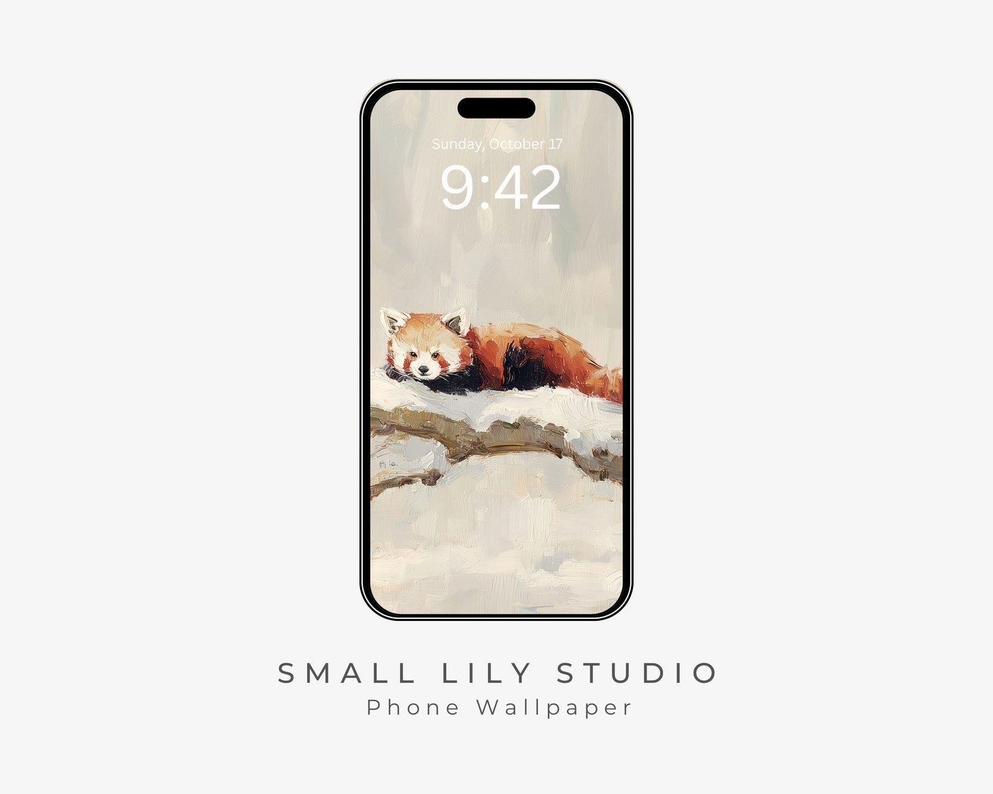 Red Panda Phone Wallpaper, Winter iPhone Wallpaper, Cute Animal Samsung Galaxy Phone Background, Vintage Style Art | WP168